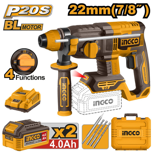 INGCO MARTEAU PERFORATEUR 20V 22MM NR [CRHLI212282]