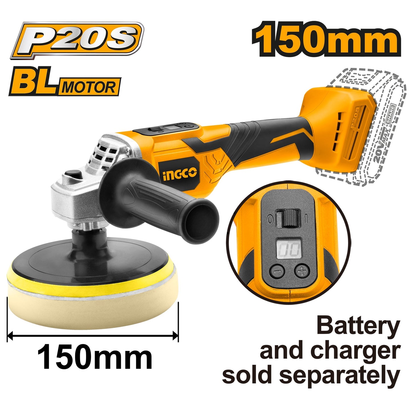 INGCO POLISSEUSE LITHIUM-ION 20V [APLI2001]