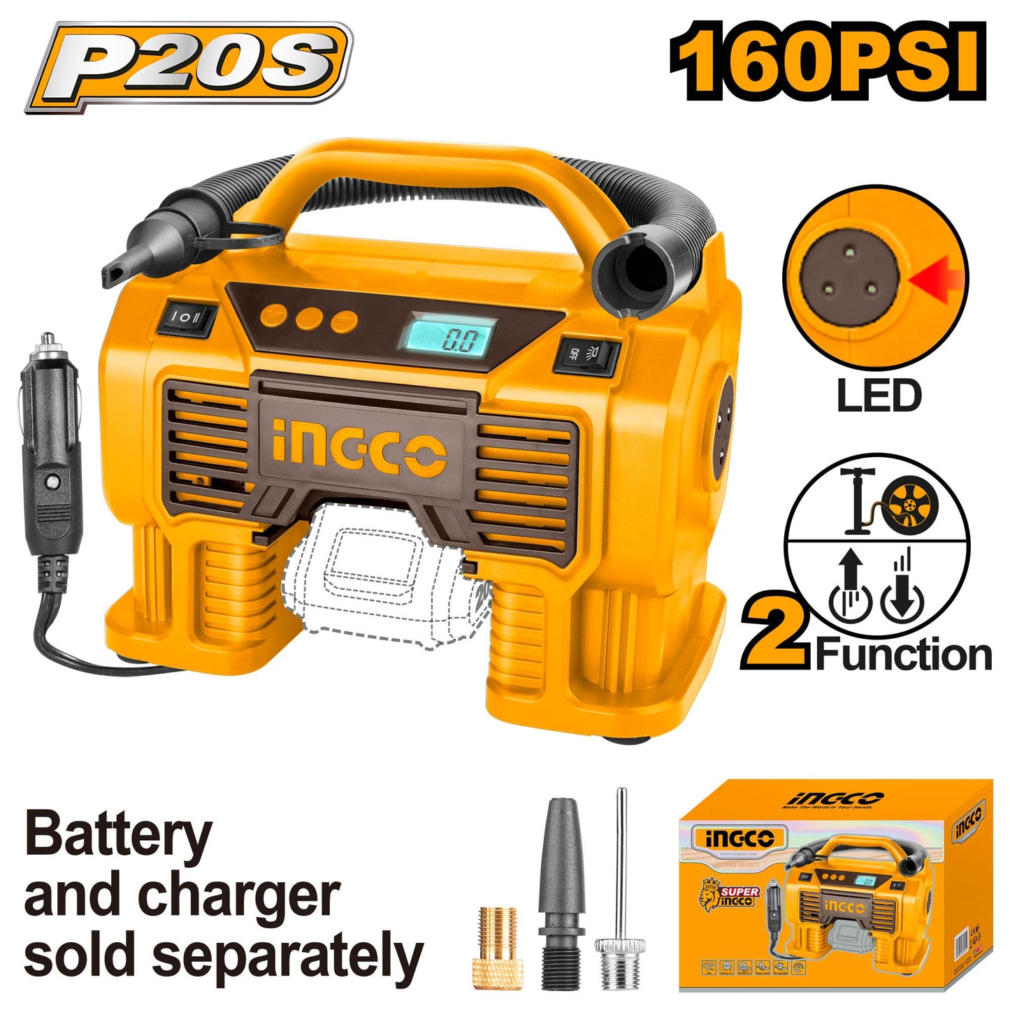 INGCO COMPRESSEUR AUTONOME SUR BATTERIE [CACLI2002]