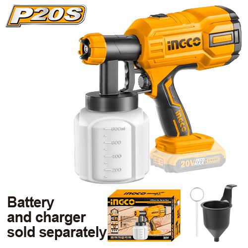 INGCO PISTOLET A PEINTURE SANS FIL 20V SANS BATTERIE ET [CSGLI2001]