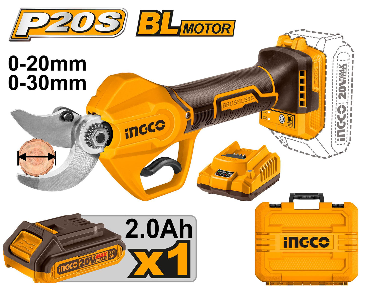 INGCO CISAILLE DROITE 20V 1BATTERIE [CSSLI203083]