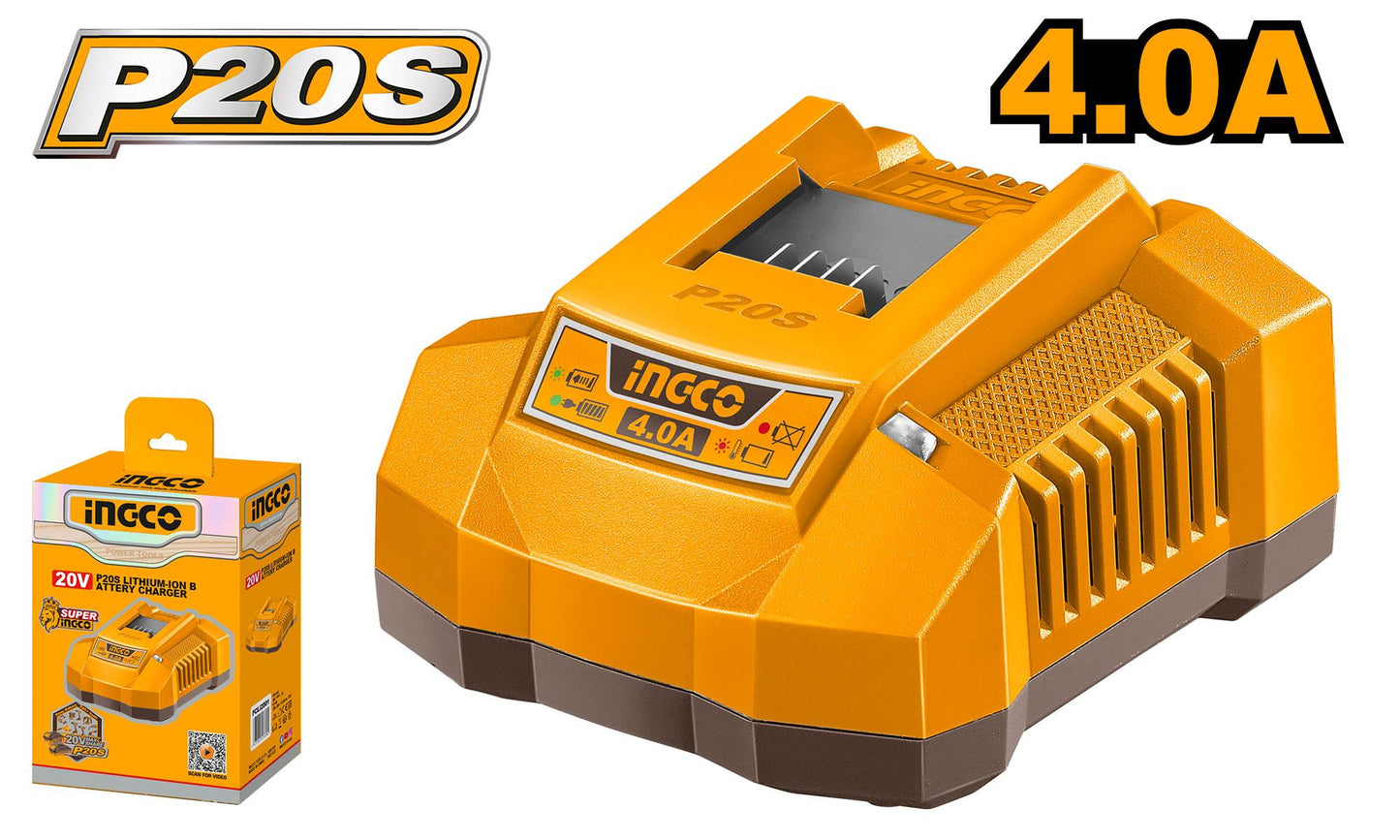 INGCO CHARGEUR A BATTERIE 20V 4,0A FAST NR [FCLI20411]