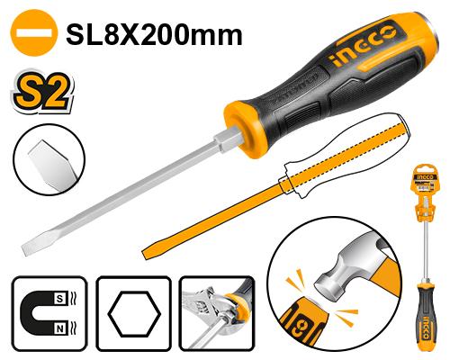 INGCO TOURNEVIS A ZONE DE FRAPPE VIS A FENTE 8*200 MM [HGTS688200]