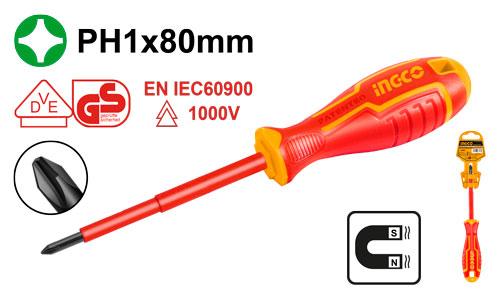 INGCO TOURNEVIS ISOLE PH 1×80 [HISD81PH180]
