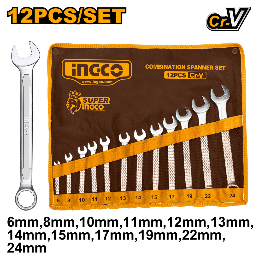 INGCO JEU DE CLES MIXTES 12PCS 6MM - 24MM [HKSPA1142]