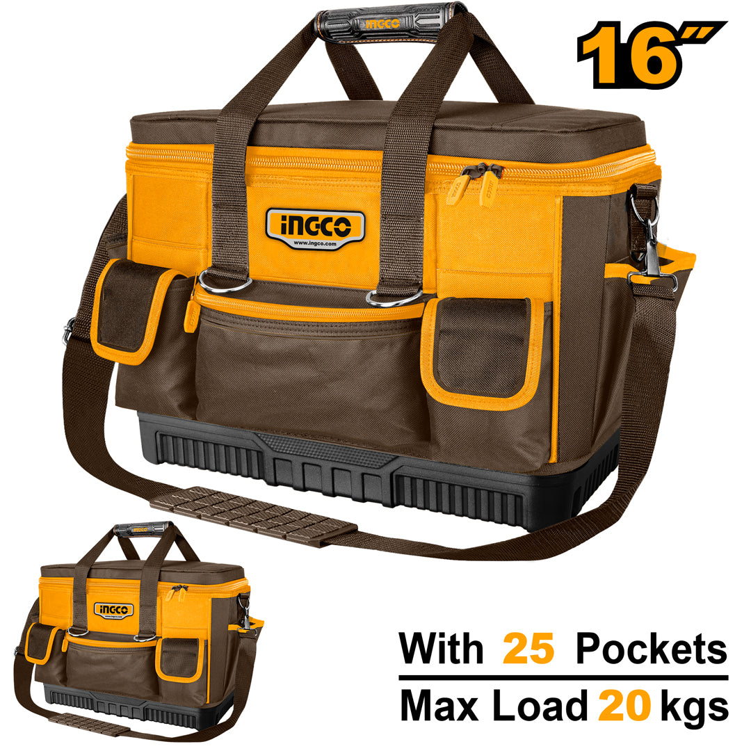 INGCO SAC A OUTILS 16" 25 POCHES BASE RENFORCEE [HTBG10]