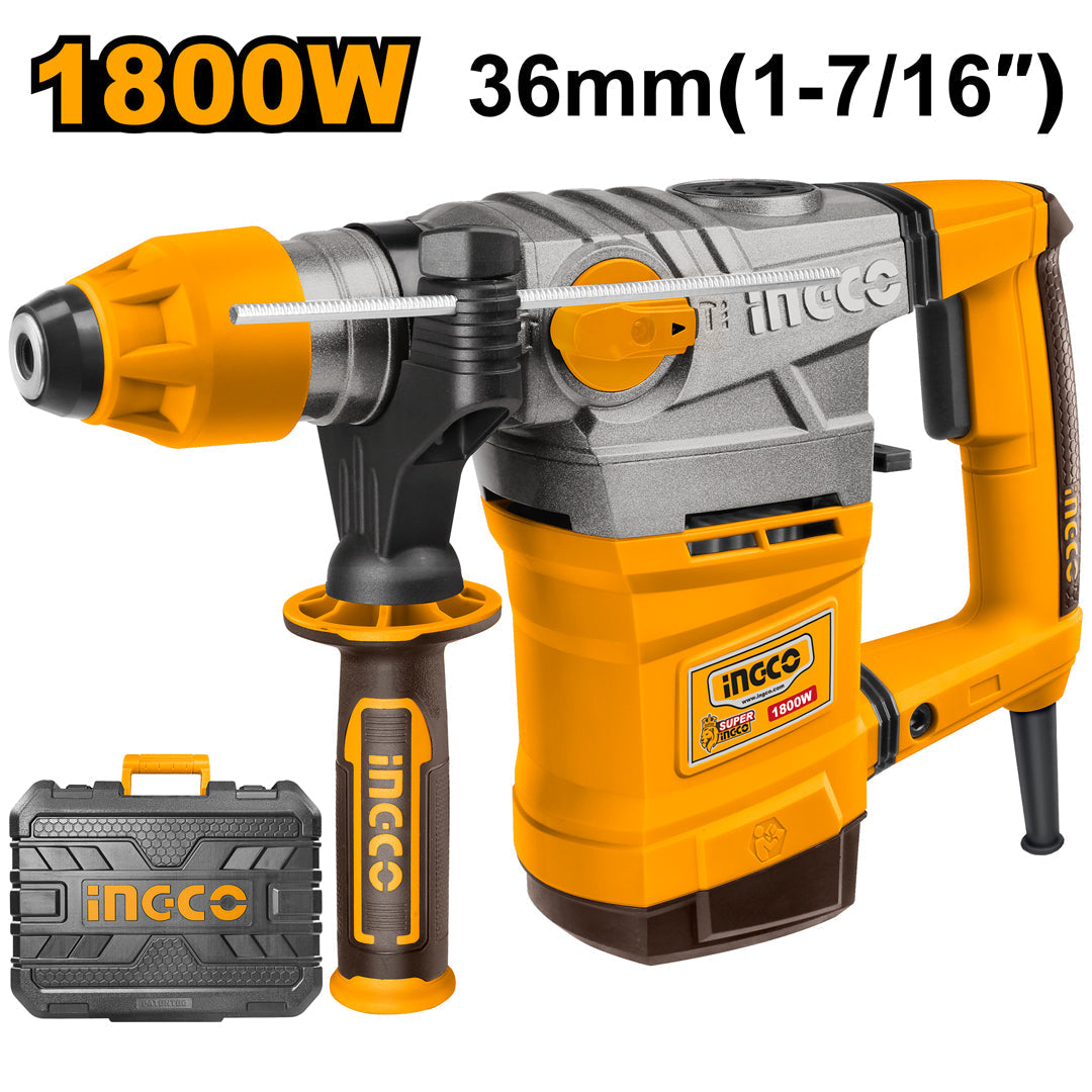 INGCO MARTEAU PERFORATEUR SDS PLUS 1800W 36MM + 5 ACCESS [RH18008]