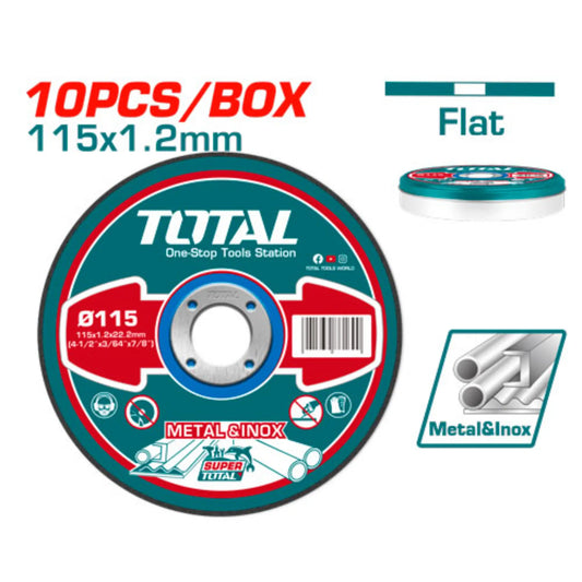ENSEMBLE DE 10 DISQUES  ABRASIFS POUR METAUX 10PCS 115MM (4/ 1/2)X1.2MM (3/64) X22.2MM (7/8) CENTRE TOTAL [TAC2211155]