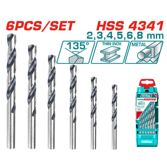 ENSEMBLE DE 6 PCS FORETS HELICOIDAUX HSS TOTAL [TACSD0065]