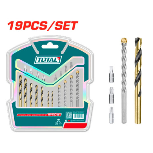 ENSEMBLE DE 19 PCS FORETS ET EMBAUTS DE TOURNEVIS TOTAL [TACSDB1901]