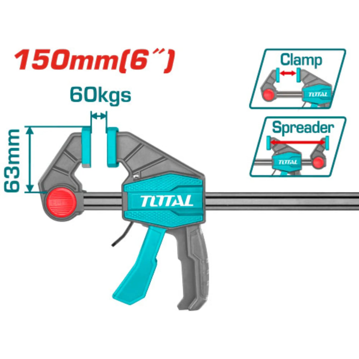 PINCE A BARRE RAPIDE 63X150 MM TOTAL [THT1340601]