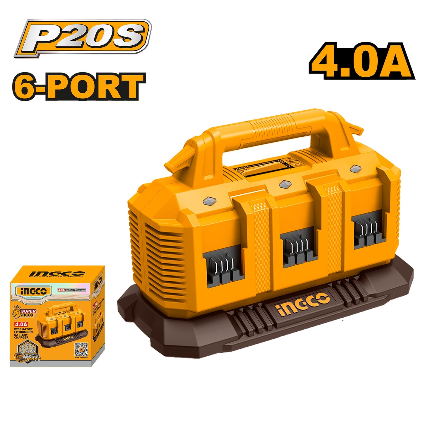 INGCO CHARGEUR A BATTERIES 20V 4AH 6PORTS [FCLI2064]