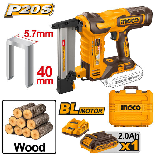 P20S / 20V 400PCS / Set Nails Lithium-Ion Moteur Brushless Kit de cloueuse de finition sans fil-40mm
