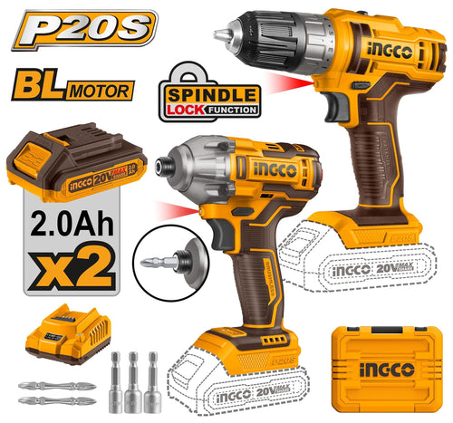 INGCO PACK VISSEUSE+VISSEUSE A CHOC 20V/2BATTERIES [COSLI230708]