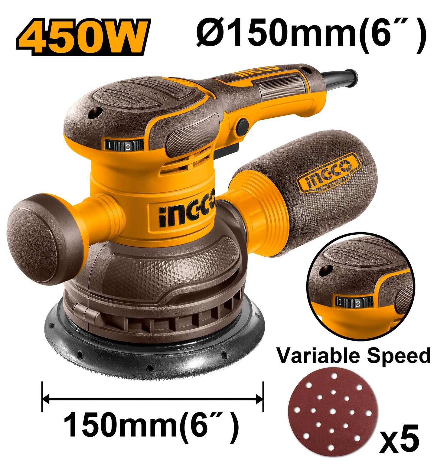 INGCO PONCEUSE ORBITALE 450W [RS4516]