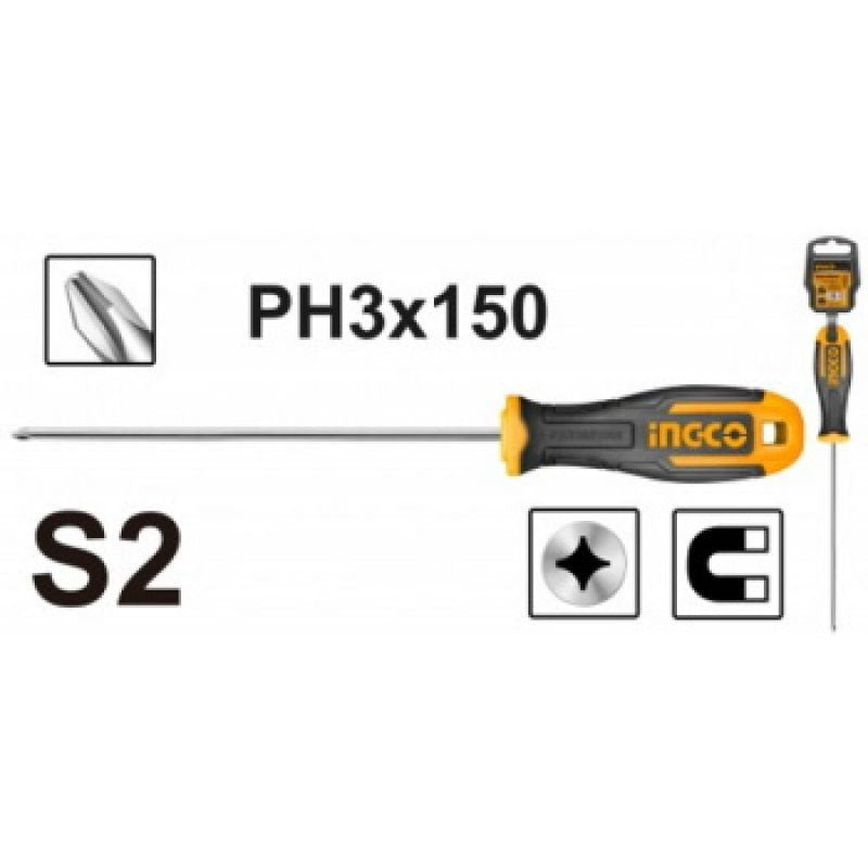 INGCO TOURNEVIS PHILLIPS PH3 D：8.0MM LR：150 [HS68PH3150]