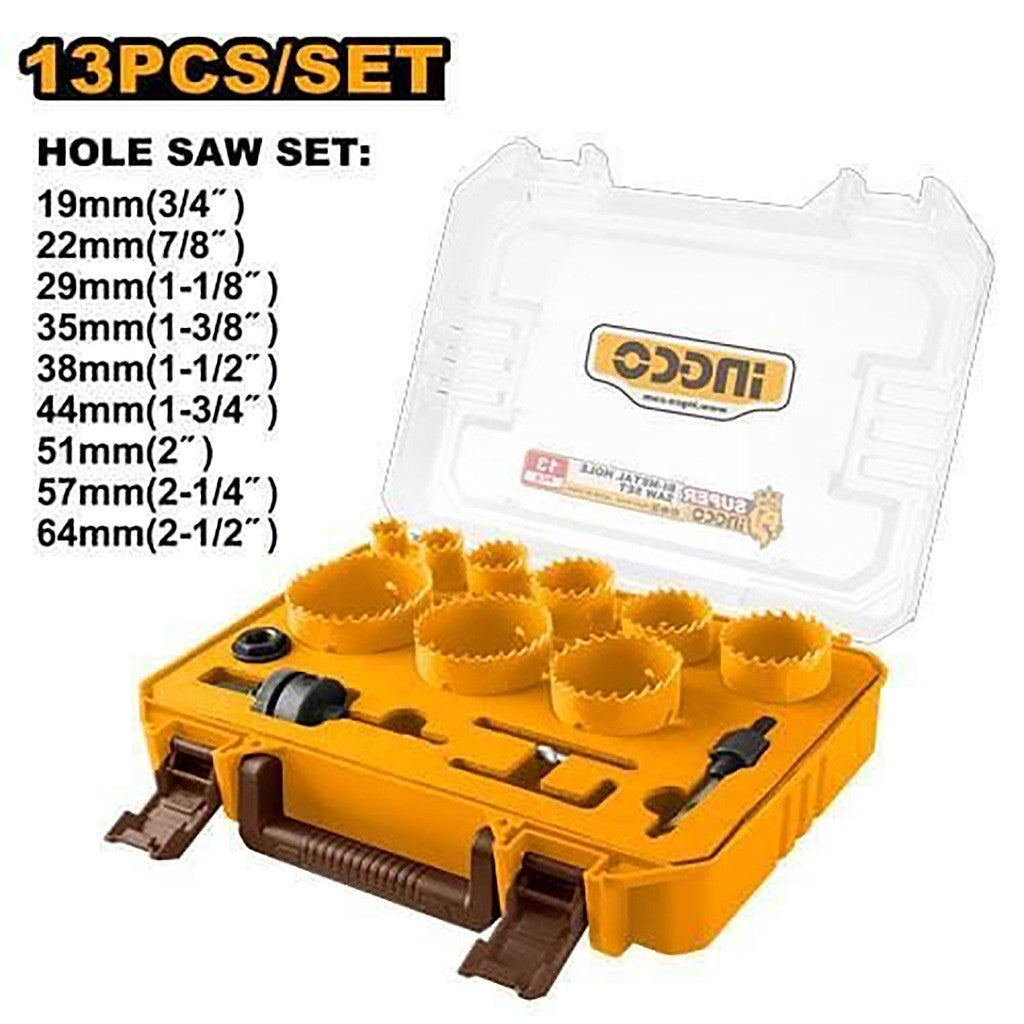 INGCO COFFRET SCIES CLOCHES 13PCS 19-64MM [AKH0132]