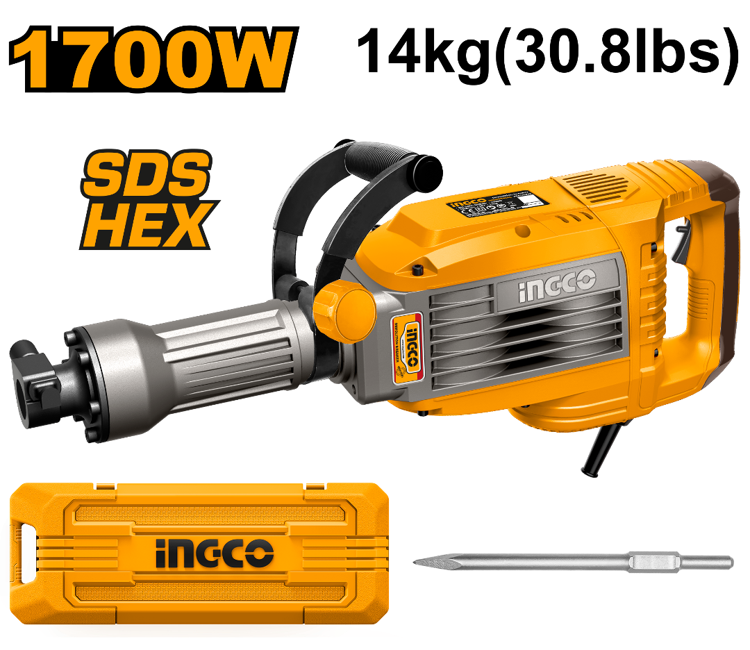 INGCO MARTEAU BURINEUR 14KG 1700W + 1 BURIN [PDB170068]
